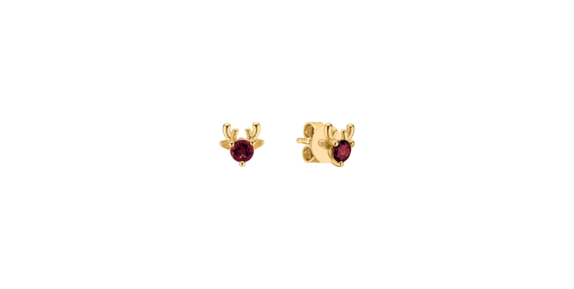 Earrings with Rhodolite The Deer