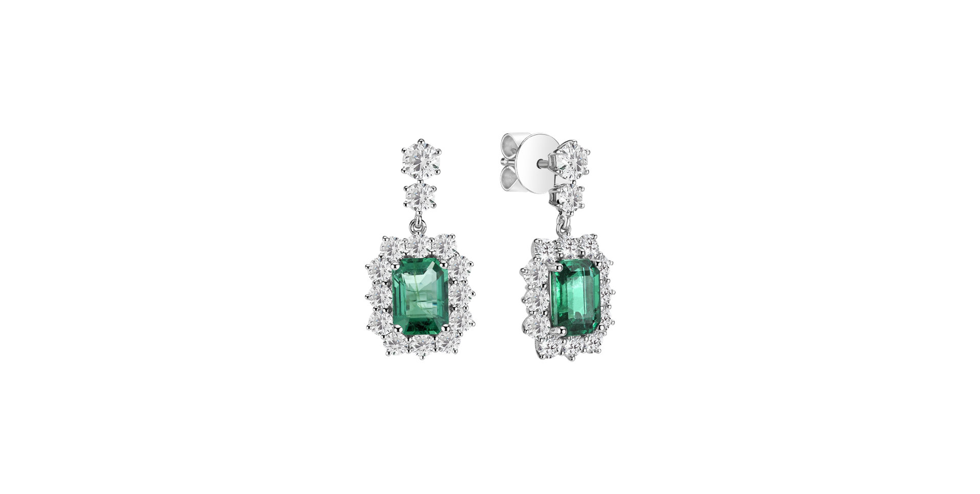 Diamond earrings with Emerald Hypnotic Secret