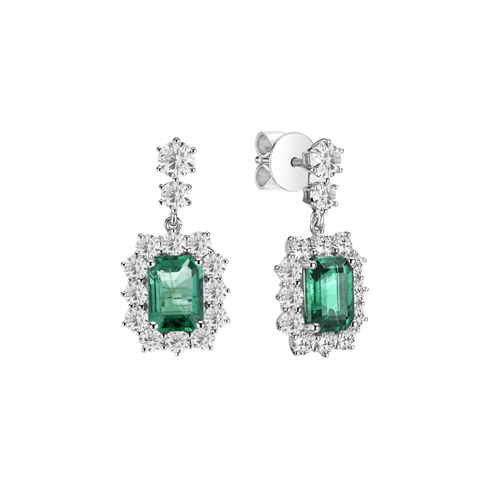 Diamond earrings with Emerald Hypnotic Secret