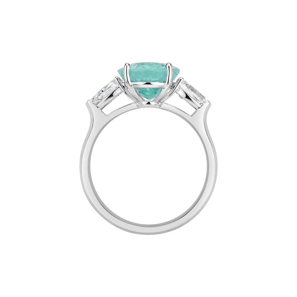 Diamond ring with Paraiba Fiona