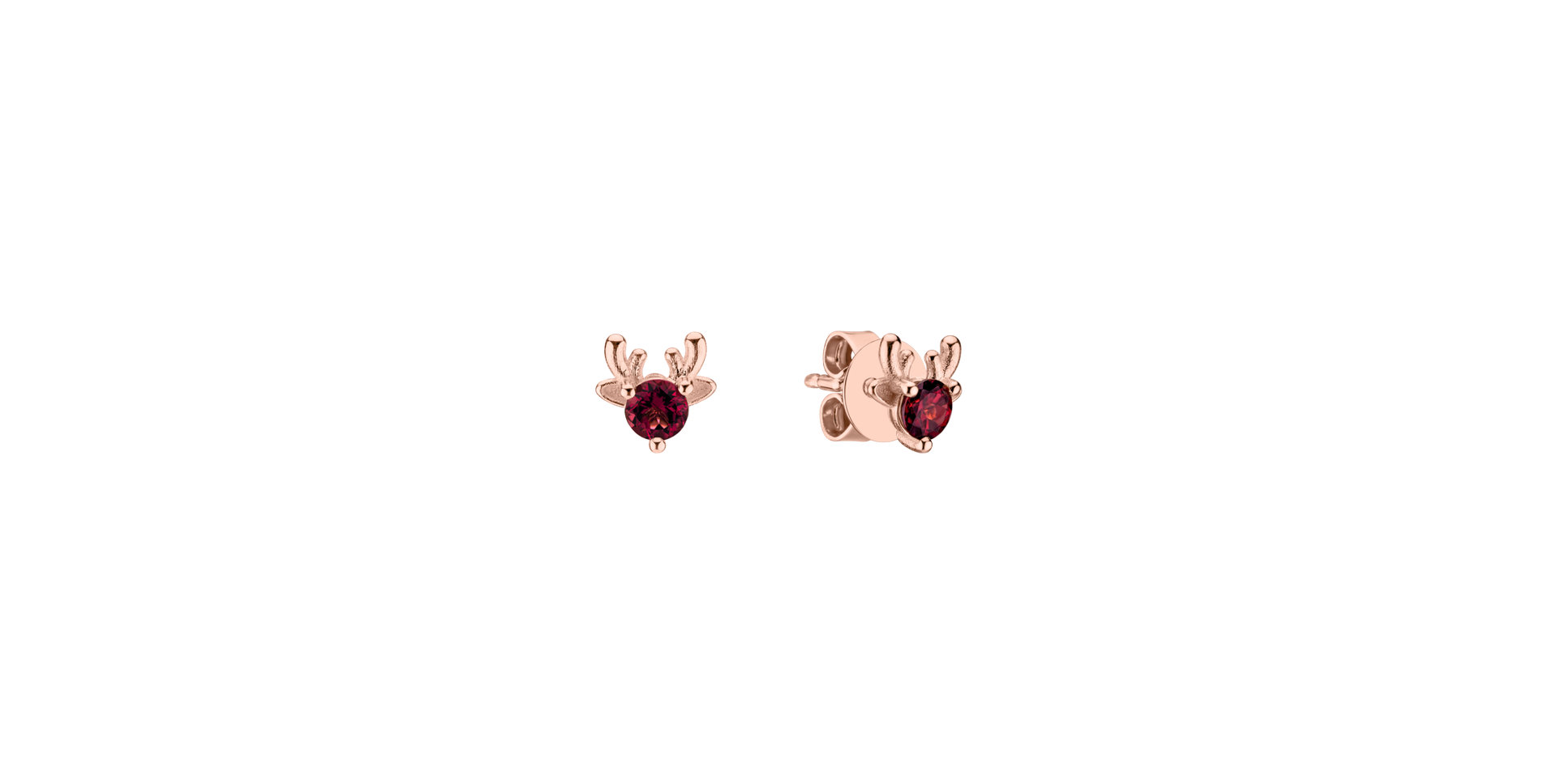 Earrings with Rhodolite The Deer