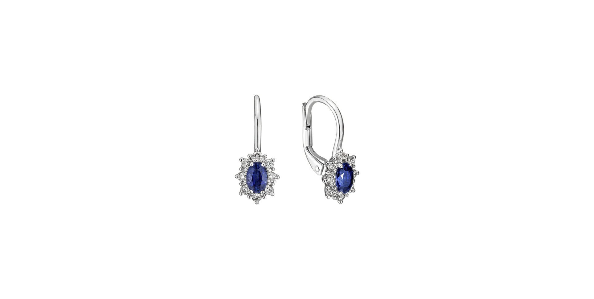 14ct white gold diamond earrings with Sapphire Royal Aurora