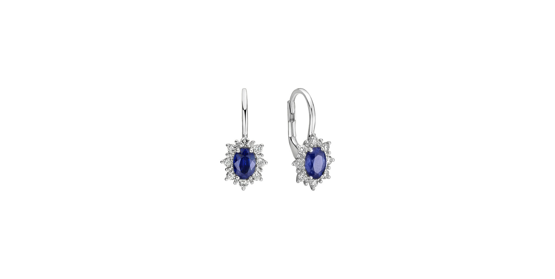 14ct white gold diamond earrings with Sapphire Royal Aurora