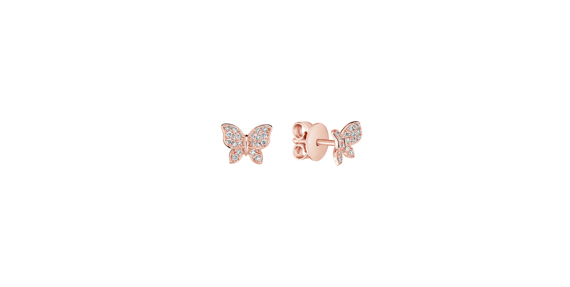14ct rose gold diamond earrings Luck Wings