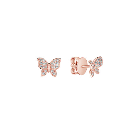 14ct rose gold diamond earrings Luck Wings