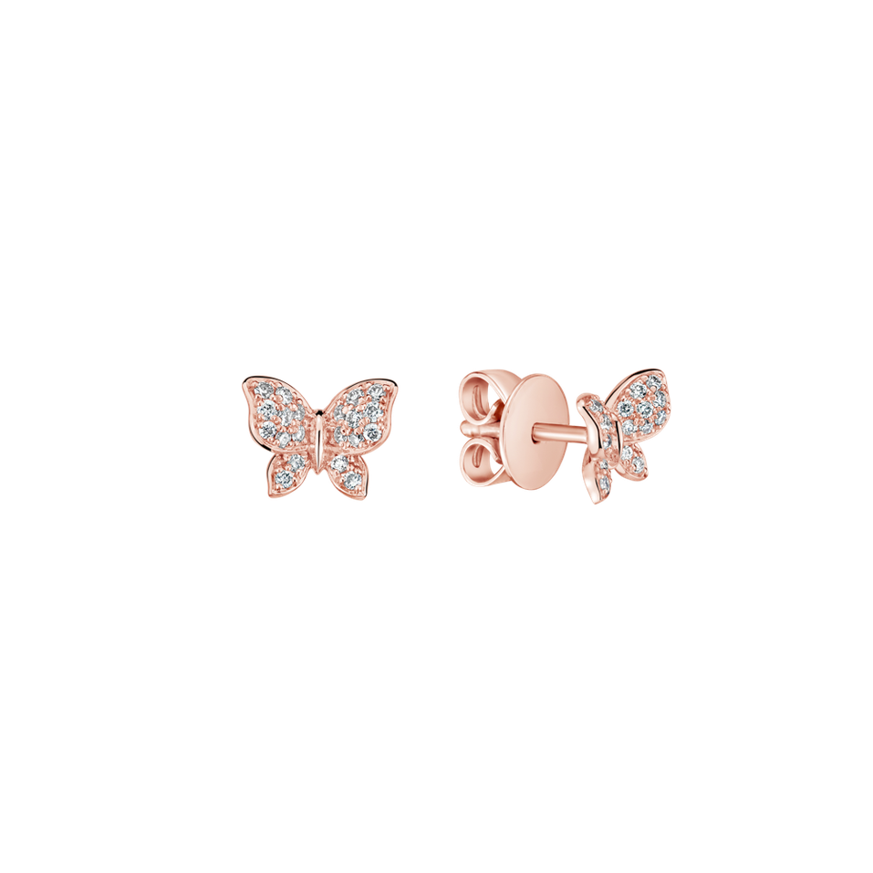 14ct rose gold diamond earrings Luck Wings