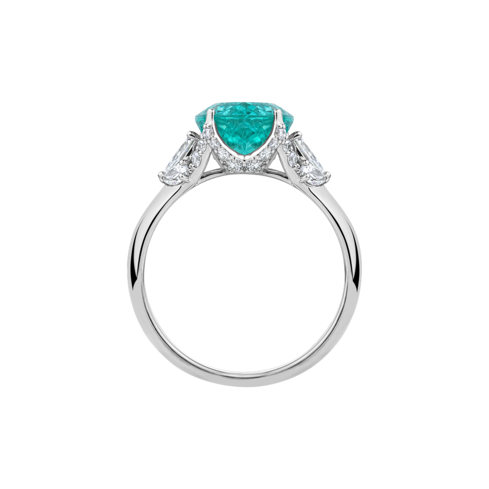 Diamond ring with Paraiba Royal Sky