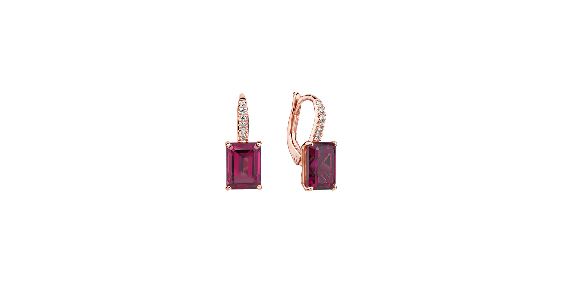Diamond earrings with Rhodolite Carlotta