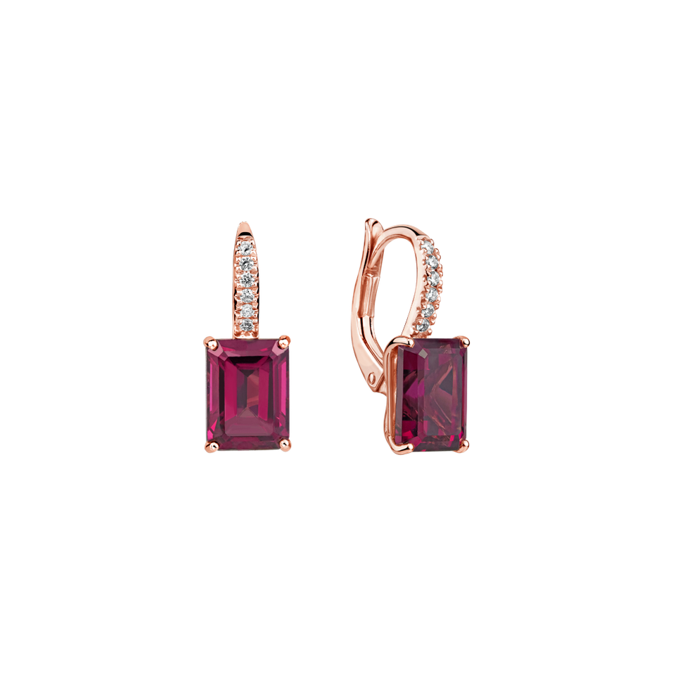 Diamond earrings with Rhodolite Carlotta