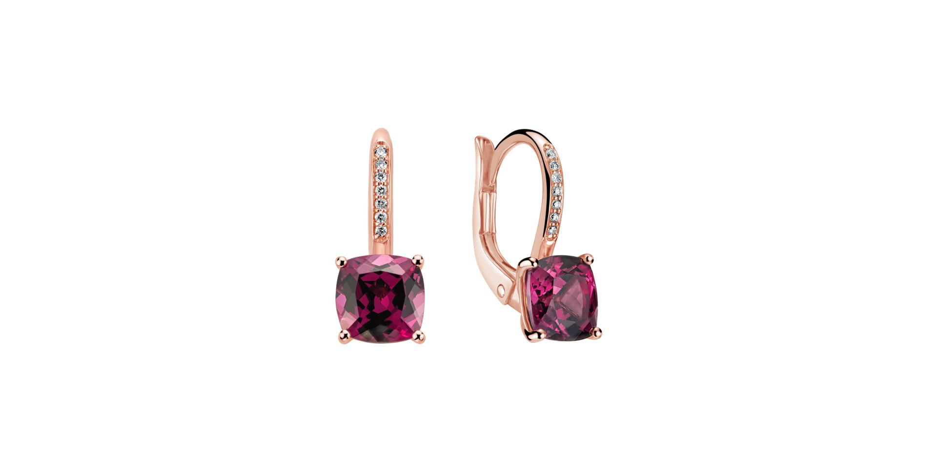 Diamond earrings with Rhodolite Calliope