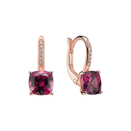 Diamond earrings with Rhodolite Calliope