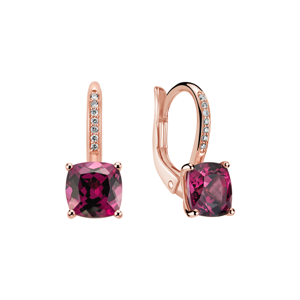 Diamond earrings with Rhodolite Calliope