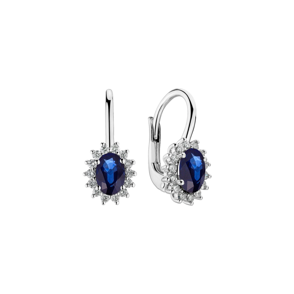 Diamond earrings with Sapphire Princess Spark