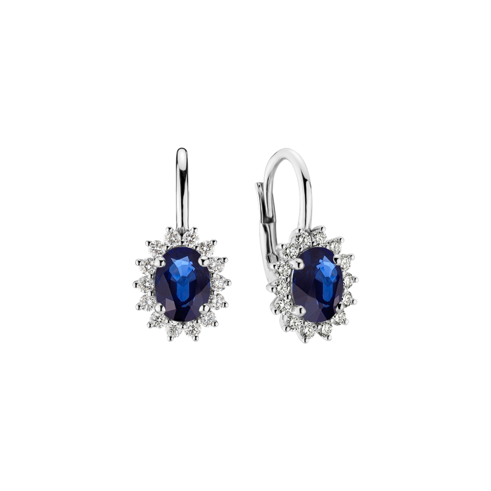 Diamond earrings with Sapphire Princess Spark
