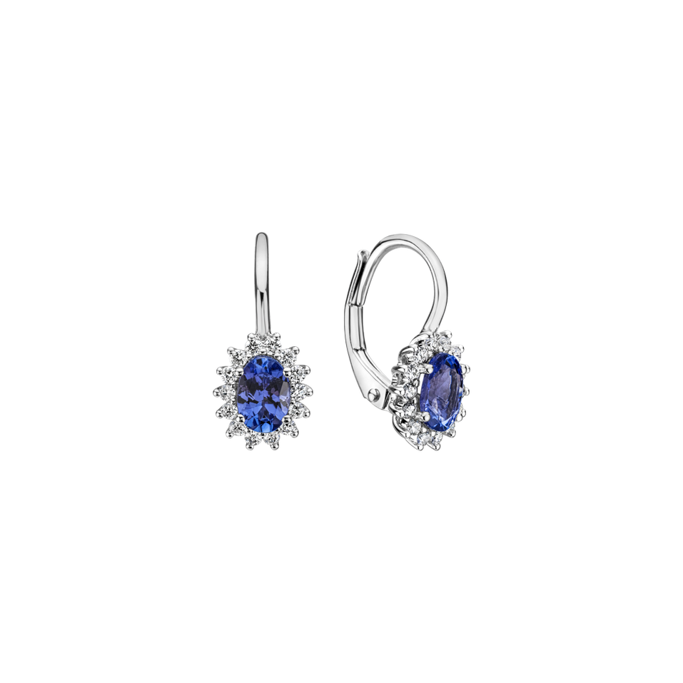 Diamond earrings with Tanzanite Princess Sparkle