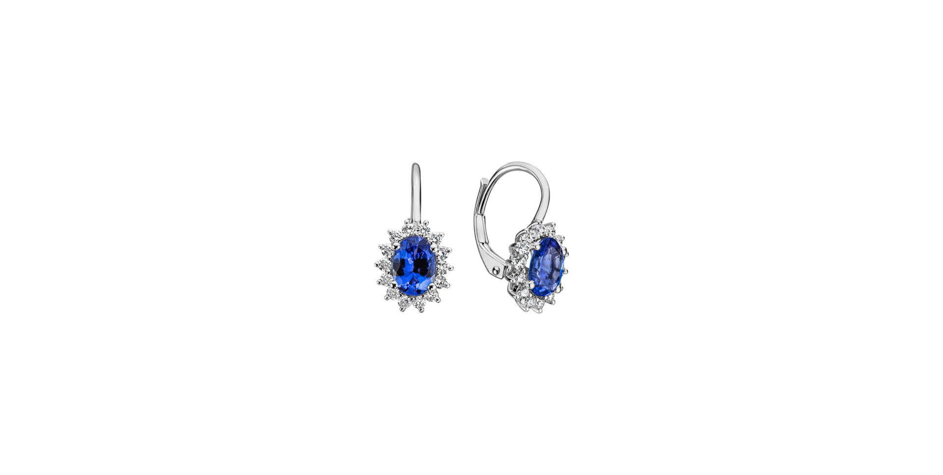 Diamond earrings with Tanzanite Princess Sparkle