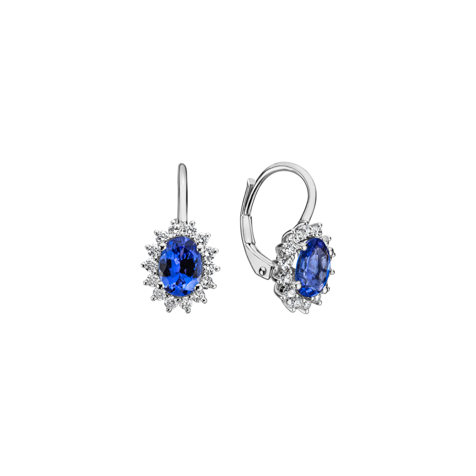 Diamond earrings with Tanzanite Princess