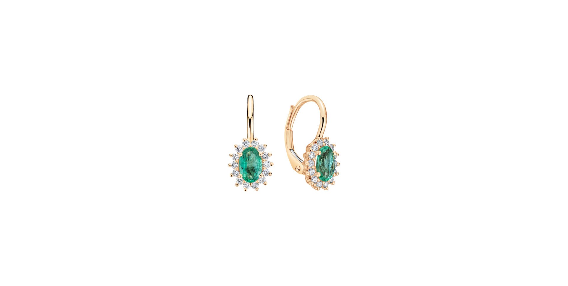 Diamond earrings with Emerald Princess