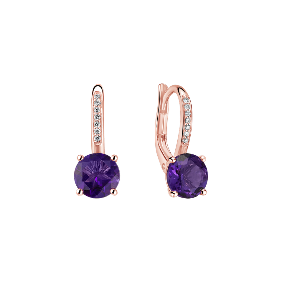 Diamond earrings with Amethyst Carlo