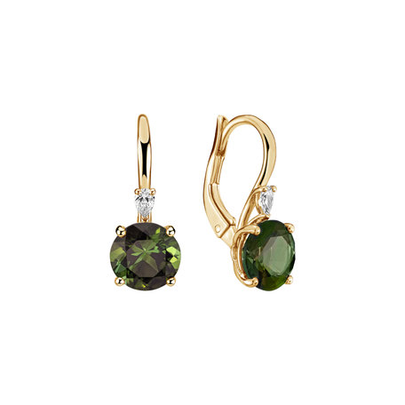 Diamond earrings with Tourmaline Noctir