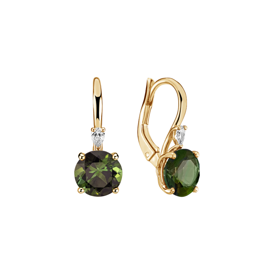 Diamond earrings with Tourmaline Noctir