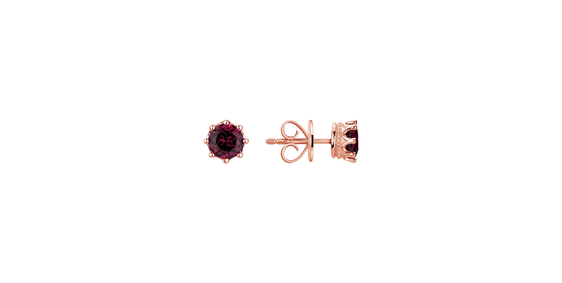 Earrings with Rhodolite Crown of Hearts