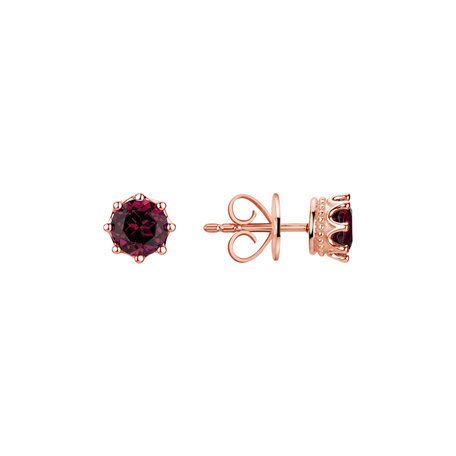 Earrings with Rhodolite Crown of Hearts