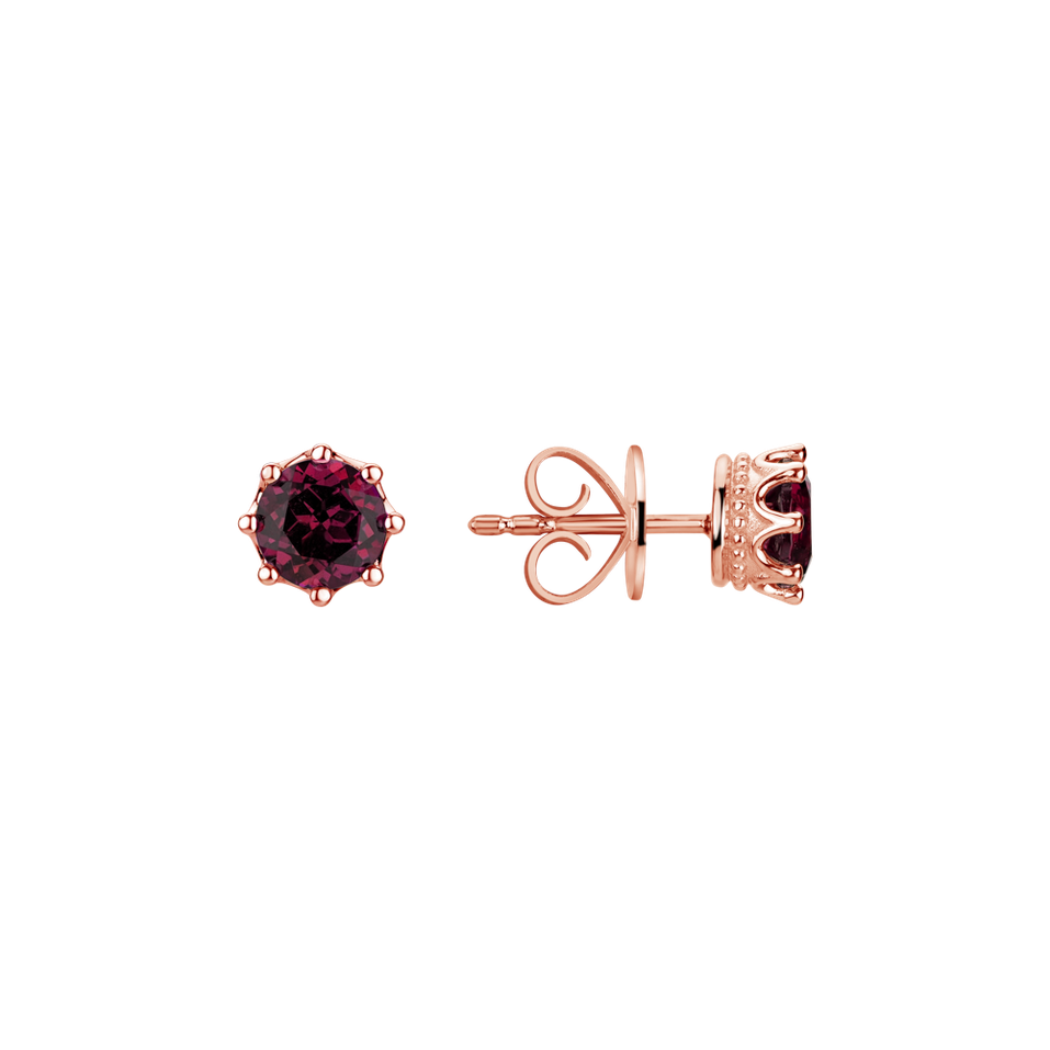 Earrings with Rhodolite Crown of Hearts