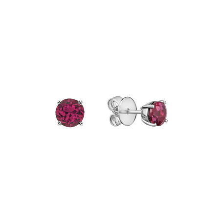 Earrings with Rhodolite Orbs