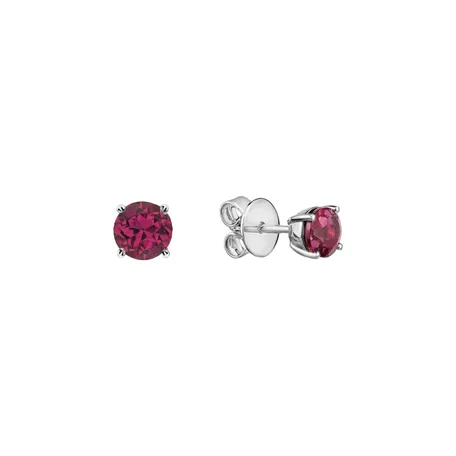 Earrings with Rhodolite Orbs