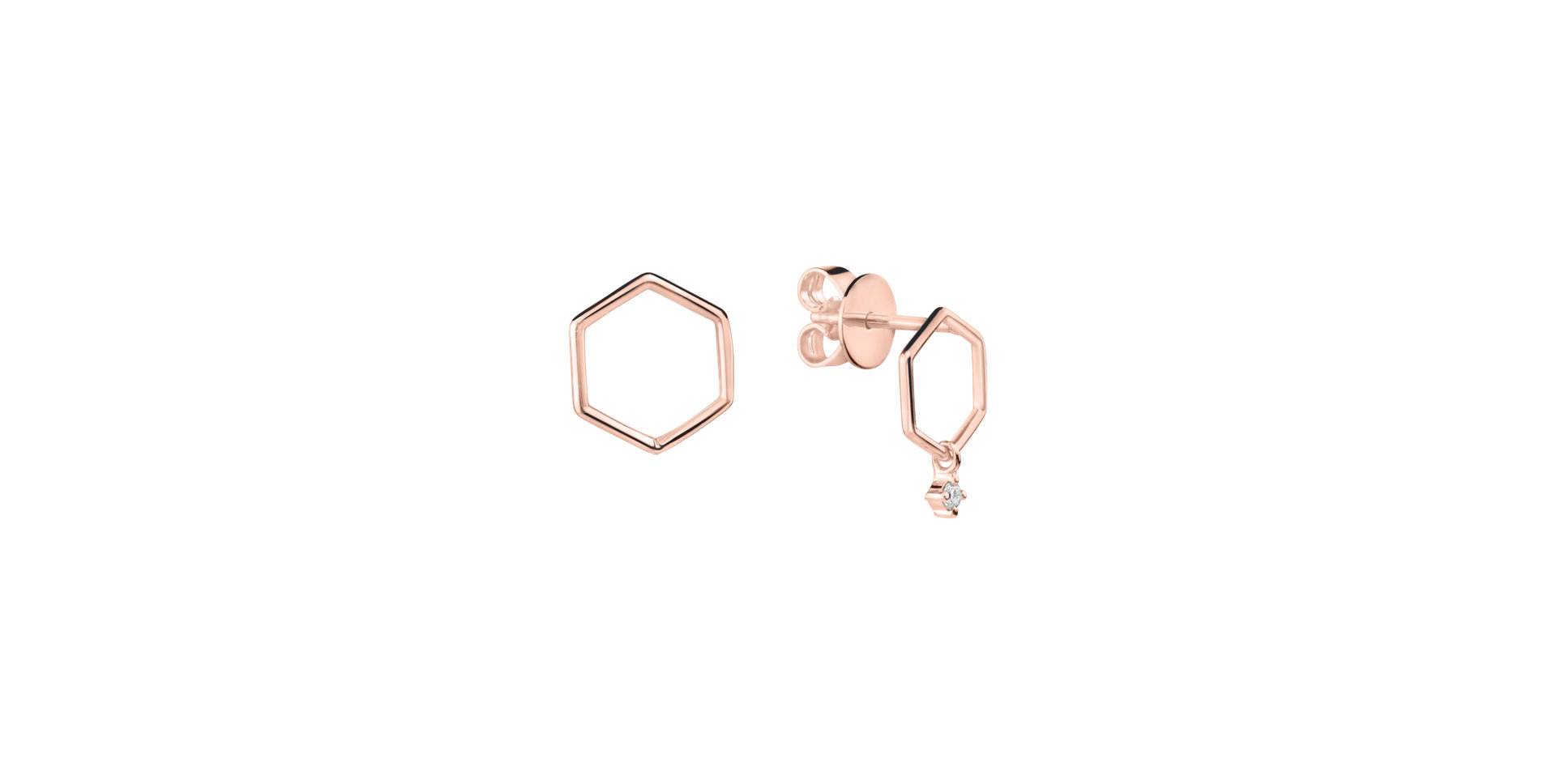 Diamond earrings Hexapolygon