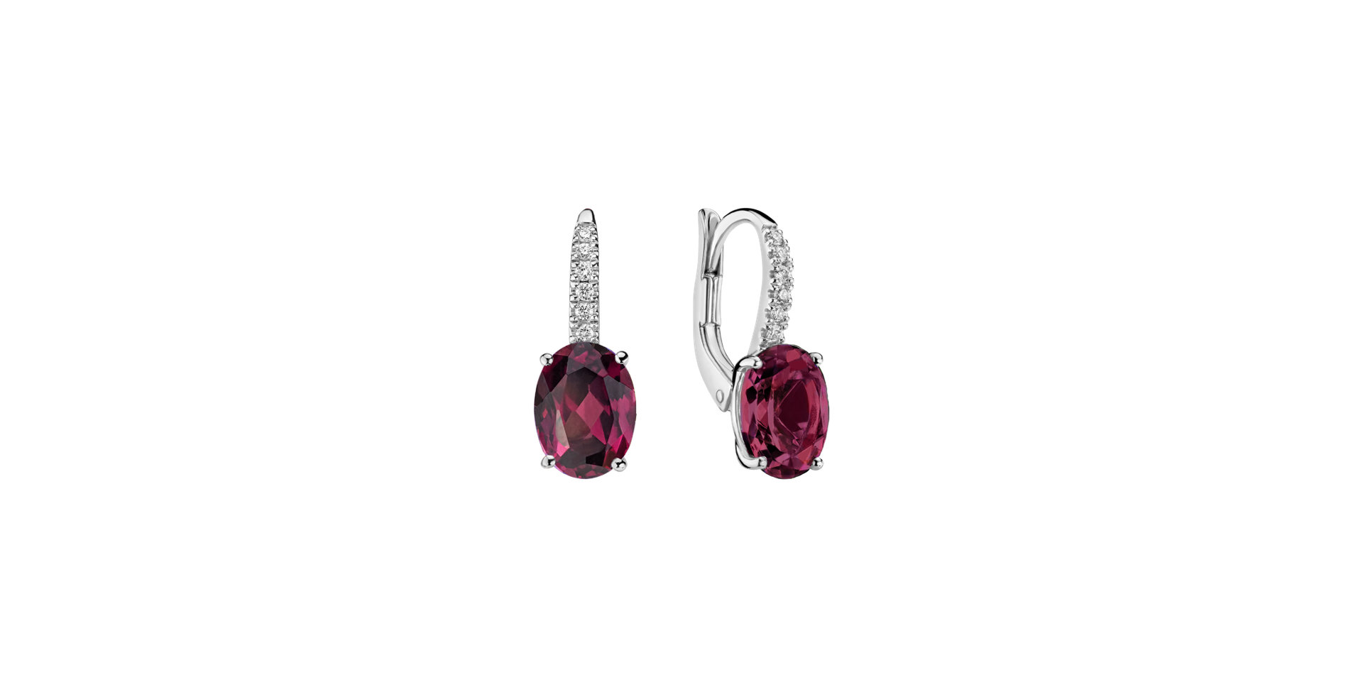 Diamond earrings with
 Rhodolite Iris Elegance