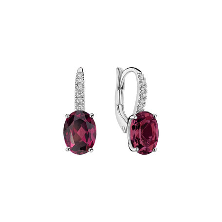 Diamond earrings with
 Rhodolite Iris Elegance