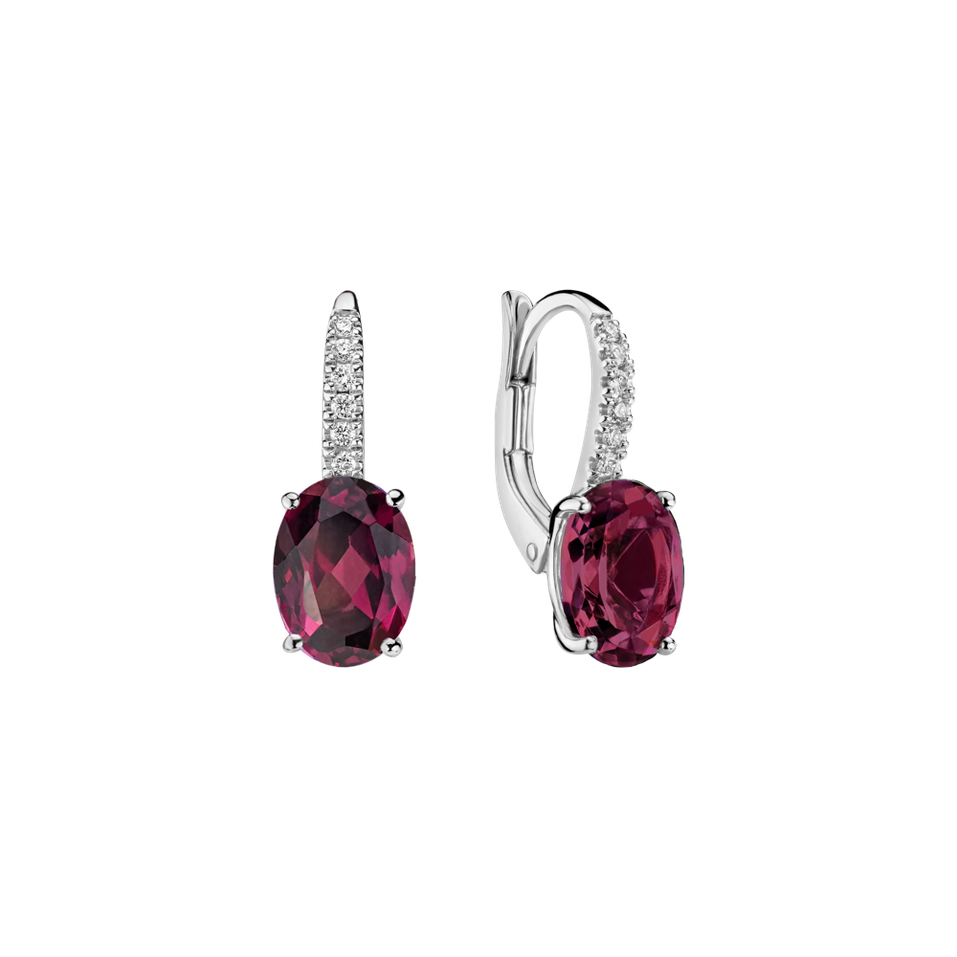 Diamond earrings with
 Rhodolite Iris Elegance