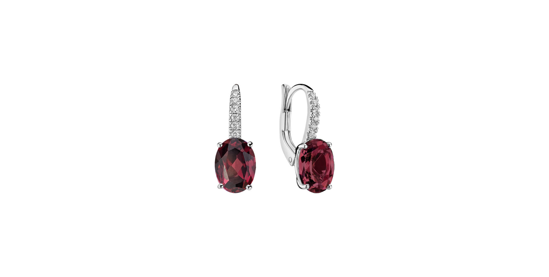 Diamond earrings with Rhodolite Niké Elegance