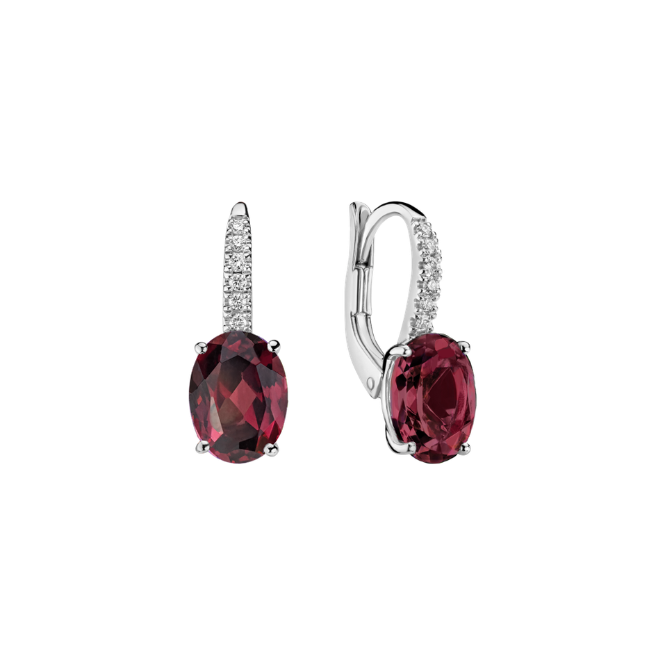 Diamond earrings with Rhodolite Niké Elegance