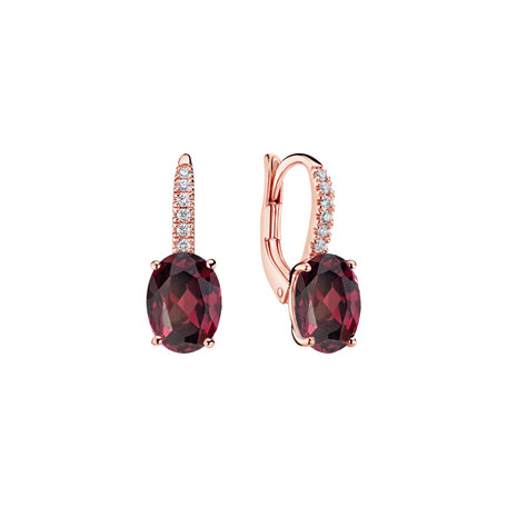 Diamond earrings with Rhodolith Niké Elegance