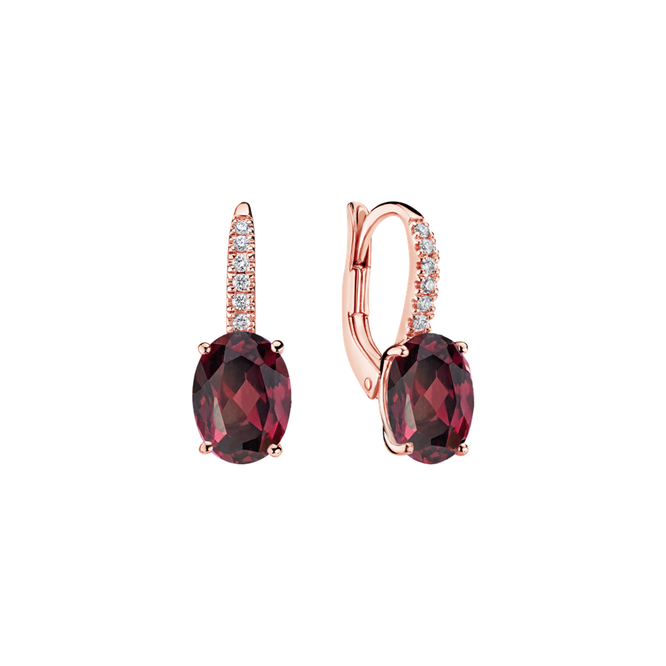 Diamond earrings with Rhodolith Niké Elegance