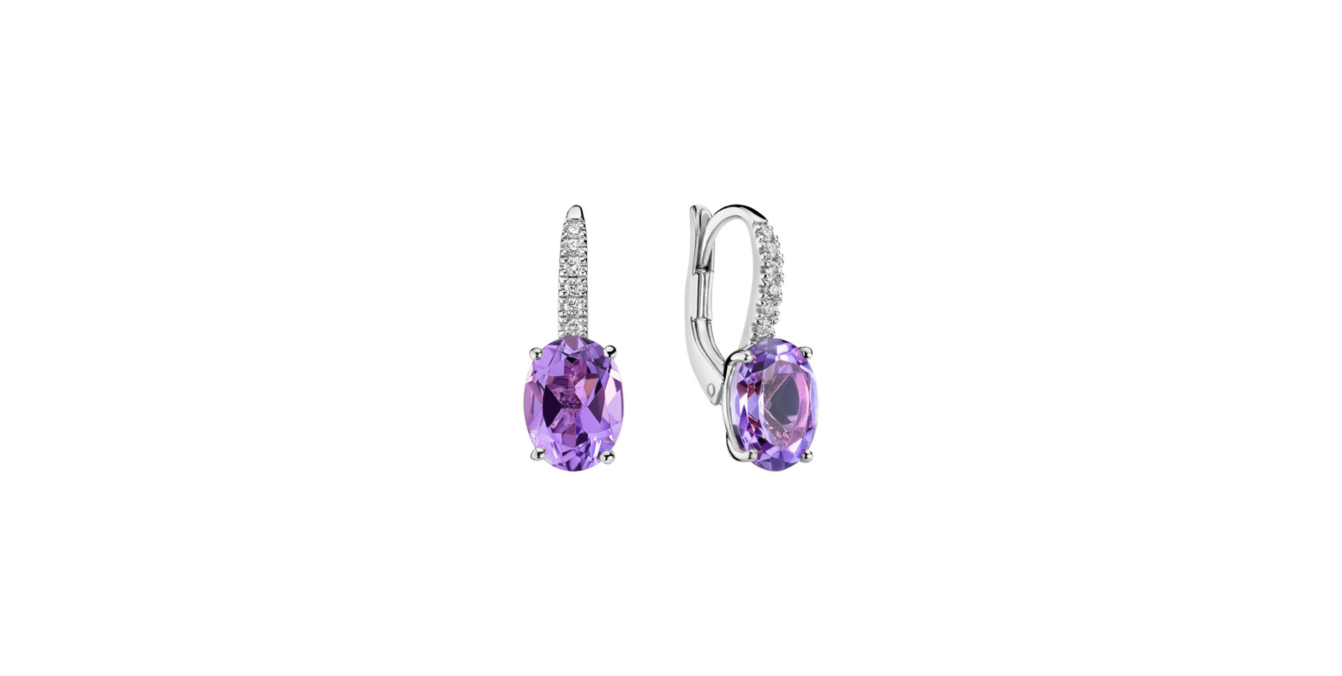 Diamond earrings with Amethyst Niké Elegance