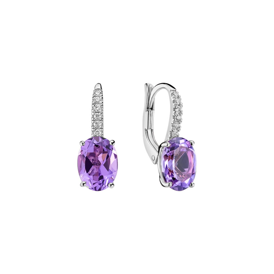 Diamond earrings with Amethyst Niké Elegance