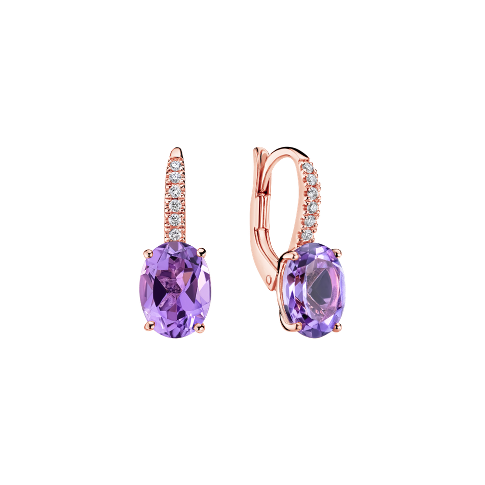 Diamond earrings with Amethyst Niké Elegance