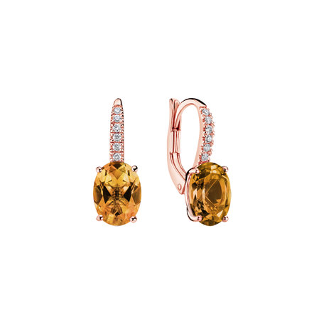 Diamond earrings with Citrine Niké Elegance