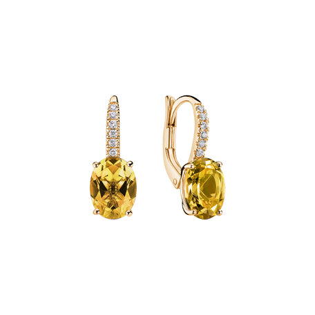 Diamond earrings with Citrine Niké Elegance