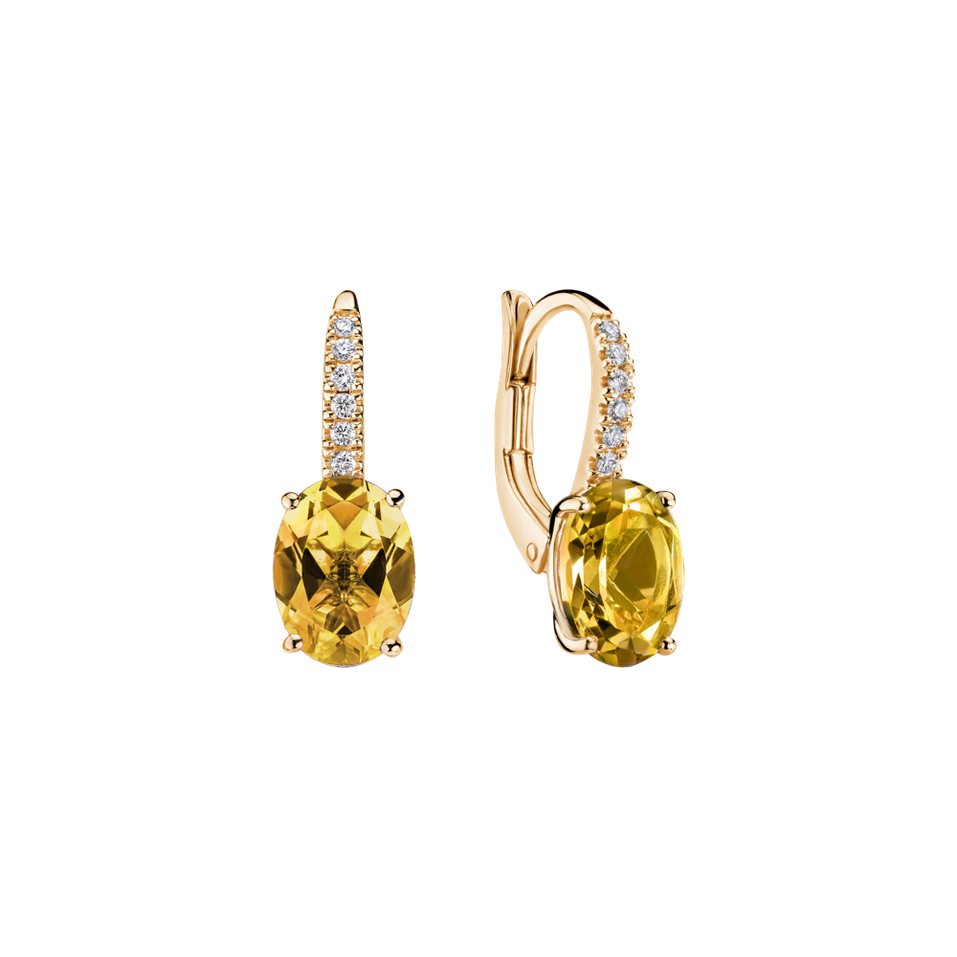 Diamond earrings with Citrine Niké Elegance