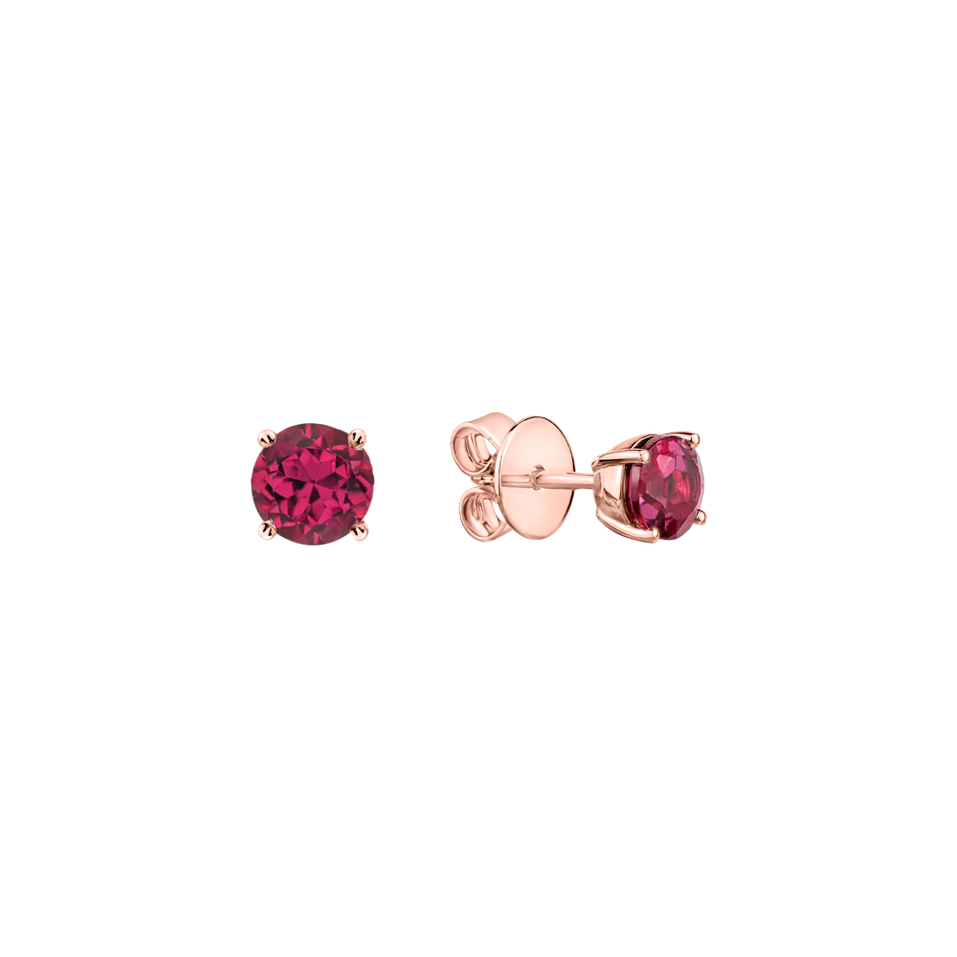 Earrings with Rhodolite Orbs