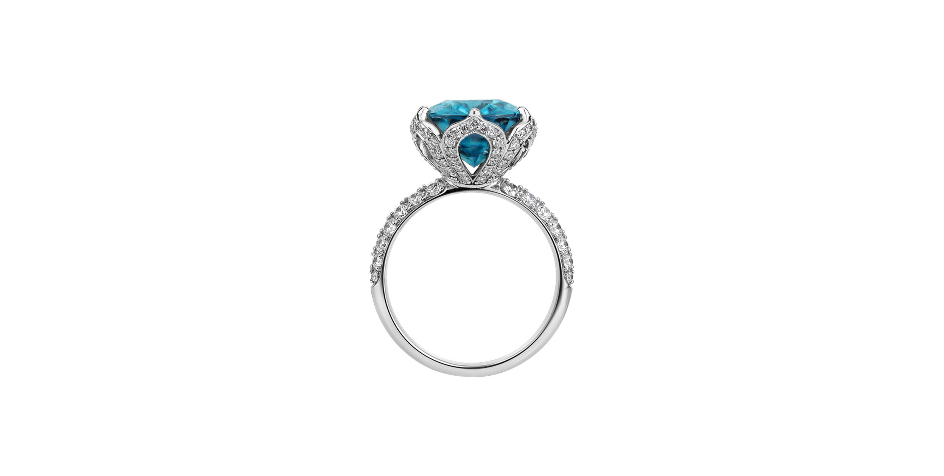Diamond ring with Zircon Water of Life