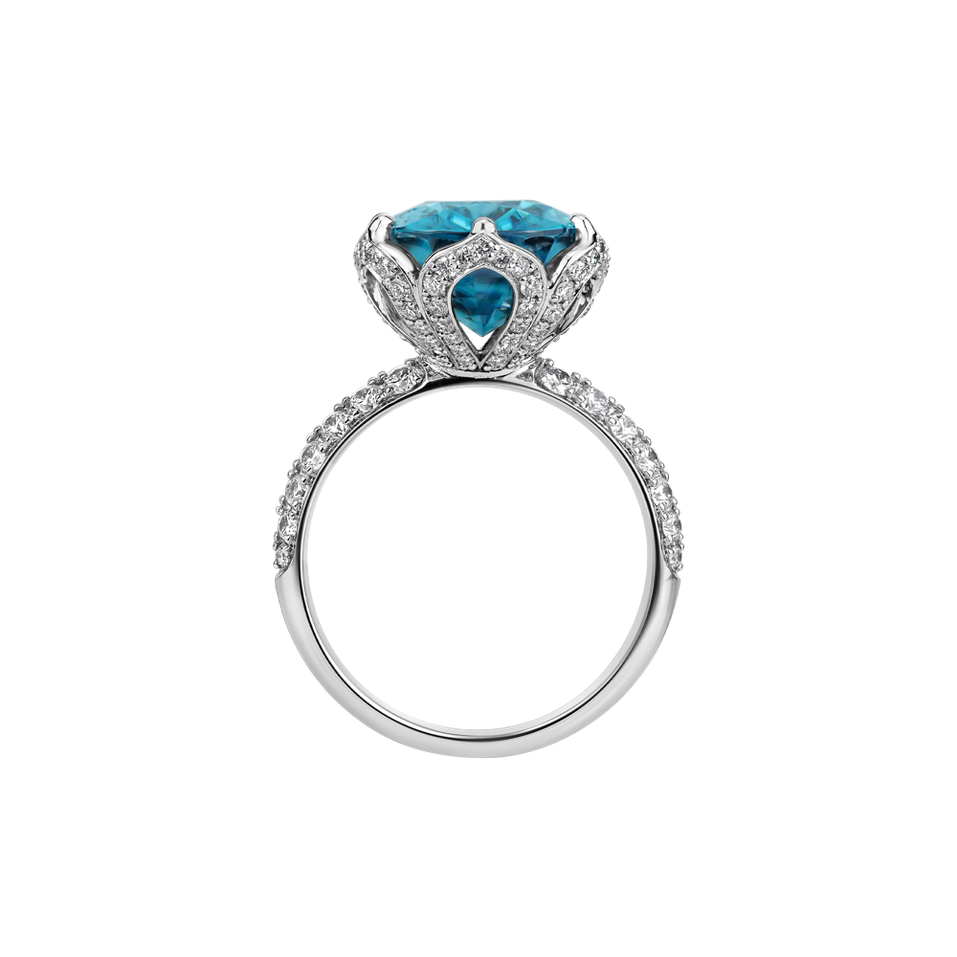Diamond ring with Zircon Water of Life