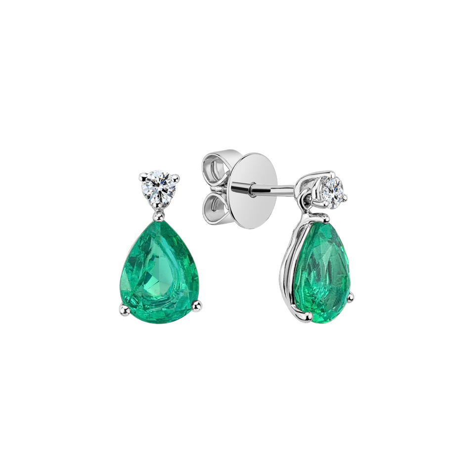 Diamond earrings with Emerald Galatea