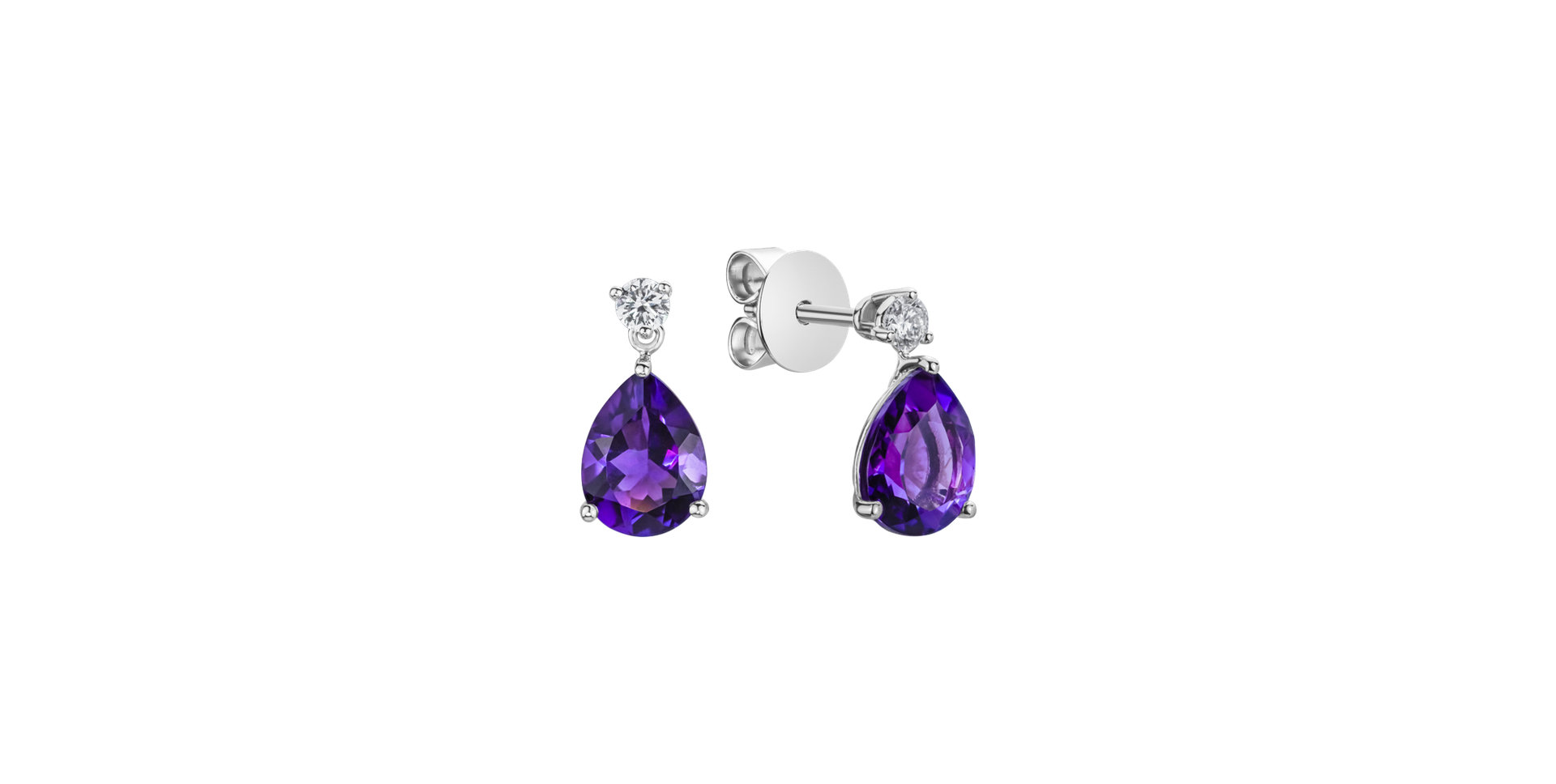 Diamond earrings with Amethyst Galatea