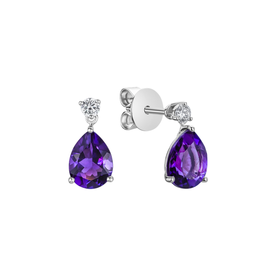 Diamond earrings with Amethyst Galatea